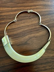 Vintage Mid-Century Natural Horn Necklace With Brass Fittings Circa 1960