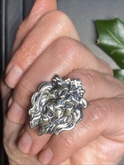 Vintage Cocktail Ring Lion Head Estate Jewelry HUGE Size 5.25 Estate Jewelry
