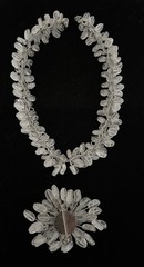 Vintage Artisan Hand Wired Frosted Glass Bead Necklace/Brooch Set
