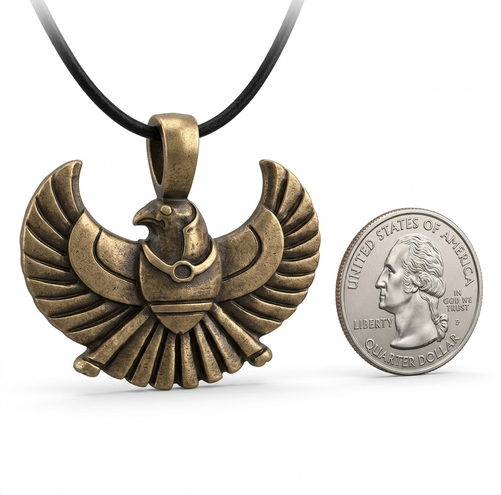 Rare Vintage Premium Horus Egyptian Eagle Pendant Crafted Heavy Dut Metal Alloy