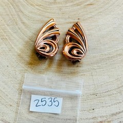 Matisse Renoir clip Earrings VTG Estate Chunky Retro red Copper Rare MCM 60s