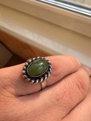 Vintage Silver 925 Soviet Era USSR Women’s Ring Stone Nephritis 8.75 size 4.65g