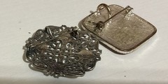 Two Pendant Pins No Chain Both Are Clean Shiny &very Nice Pins Sq. 1.25” Pink Si