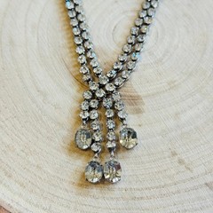Tassel Necklace VTG Jeweled Austrian Crystal Rhinestone Art Deco Sparkly Choker
