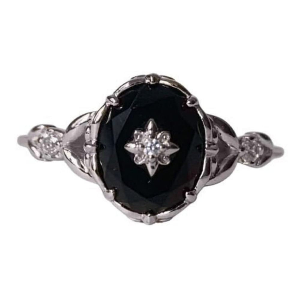 Real Black Onyx 925 Sterling Silver Vintage Look Ring for Women – Handmade Engag
