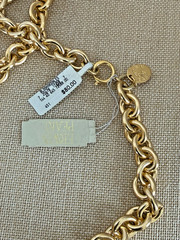 Vintage Erwin Pearl Gold Tone Chunky Heart Curb Link Chain Necklace