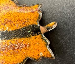 Vintage Autumn Leaf Brooch Pin Enamel on Copper Statement Fall Jewelry Orange