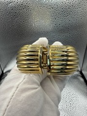 Vintage 80’s Hinged Clamper Gold-Tone Iconic Column Clamp Bracelet. Rare Find!