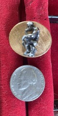 3 Vintage Tie Clasps GE Locomotive, The Thinker, DPED Balfour General Electric