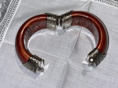 VTG South Asian Dowry Hinged Bone Bangle Silver Repousse Metal Pin Clasp