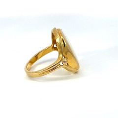Estate 18K Yellow Gold Large Oval Bezel Set Solitaire Opal Ring 9.6 Grams