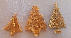 Estate Christmas Tree Brooches ~ TRIFARI CROWN ~ART ARTHUR ~GERRYS AVON ~ WIRE +