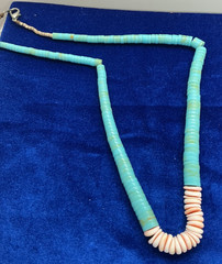 VINTAGE SOUTHWEST HE-SHE FAUX TURQUOISE AND SHELL NECKLACE