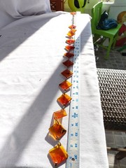 Vintage 1950’s/1960’s Bakelite Tortiose Shell NECKLACE 36″ 14 Amber Pendants