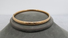 Antique 14k Gold Filled Bangle Bracelet Marathon Slim Stripe Etched Stackable