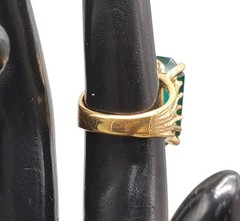 Vtg Ana BeKoach 18KHGE Simulated Emerald Cocktail Ring Sz 5 Gold Electroplated