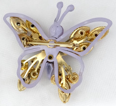 SELRO SELINI Set Vintage Multicolor Butterfly Brooch & Clip-On Earrings