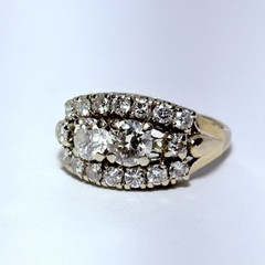 GG Certified 14K Gold .99ctw Old European Diamond .79ctw Accent Sz 7.5 Ring 5.4g