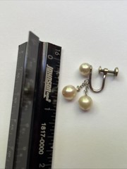 Vintage Silver Pearl Dangle Drop Earrings In Great Shape Simulated Pearls