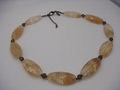 SIGNED J.JILL RUTILATED QUARTZ OVAL BEADED NECKLACE ESTATE