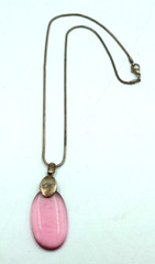 Vintage KC Collections Kenneth cole 16″ Antique Gold Tone Chain 2″ Pink Pendant