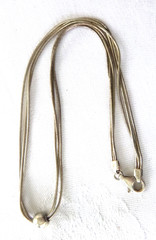 Vtg 3-Strand Snake Chain Necklace w/Sliding Bead Pendant 925 Sterling Silver