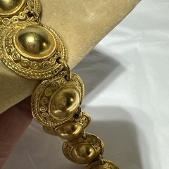 Vintage Erwin Pearl Collar Necklace Gold Tone Textured Dome Link Chunky Runway