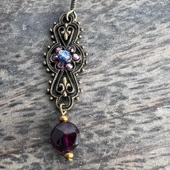 Elegant Victorian Style Purple Jewel Dangle Drop Fancy Earrings