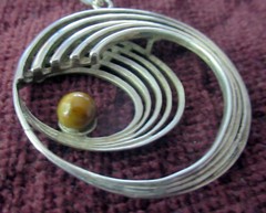 VINTAGE MCM KORDES & LICHTENFELS GERMANY 800 STERLING NECKLACE, 2 1/4 INCH PEND