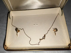 1/20 12 KT GOLD FILLED Vintage Necklace & Earring Rose Set By Cellinicraft – Box