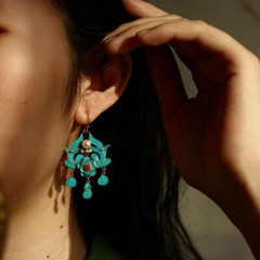 Chinese Antique Earrings Cloisonne Hook Earrings Long Tassels Gilt Pearls Jewels