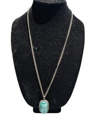 Vintage Egyptian Revival Scarab Pendant Necklace Double Sided Hieroglyphic Blue