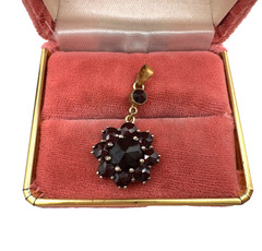 ANTIQUE VICTORIAN GORGEOUS RICH RED GARNET PENDANT GOLD FILLED FLOWER SHAPE UNIQ