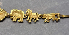 Vintage OAJC Noah’s Ark Bracelet & Brooch Set Gold Tone Animals Original America