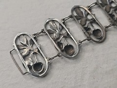 Antique Sterling Silver 925 Ornate Cherries Wide Panel Heavy Bracelet 7″ – 56g