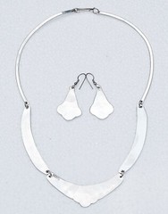 Vintage 16″ Alpaca Silver Necklace & Earrings Set Turquoise Inlay Made In Mexico