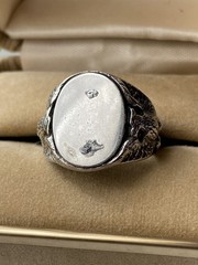 Vintage Uncas 925 Sterling Silver Blank Signet Ring Full Double Eagles Sz 8.25