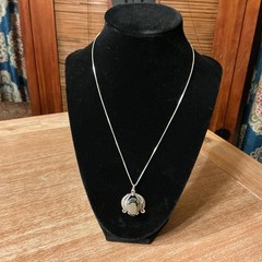 Vintage Sorrento Filigree Sterling Silver Stone Pendant Necklace on 16” Chain