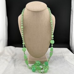 Vintage Glower Bead Glass Necklace UV Czech 36”
