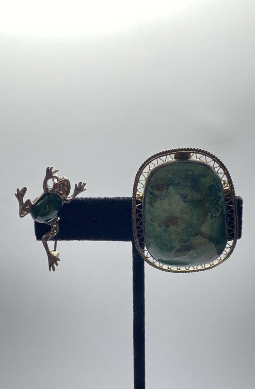 Vintage Sterling Silver 925 Jewelry Lot Frog Brooch Chrysocolla Pendant 14.7g