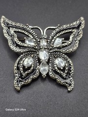 Vintage Costume Jewelry Brooch Lot 18pc Black Butterfly Neptune Sea Dragon Rose