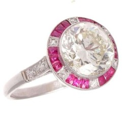 Vintage Art Deco Lab Created Diamond Engagement Wedding 925 Silver Gifted Ring