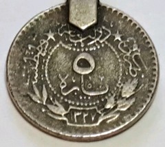 Vintage Old Pawn Necklace w 1″ Green Stones, Hand Made Coin Silver Settings 18″