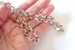 Vintage Sterling Silver Rolo Chain Necklace Made In Italy 16″ Long 17.5 Grams