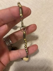 Beaded Brass Bar Link Station Chain Necklace Gold Cream Brown Black 34in