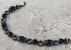 🖤✨AUTHENTIC VINTAGE STERLING SILVER BLACK ONYX LINK ESTATE JEWELRY BRACELET ✨🖤