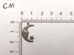 Vintage Sterling Silver Man in the Moon Crescent Star Celestial Pendant Charm