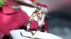 14k yellow gold ring 0.41ct natural diamond & treated ruby size 7 vintage 2.2gr