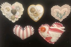 Vintage Heart Brooch Lot Mixed Materials And Styles
