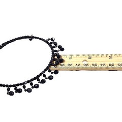 Victorian Revival Choker Necklace 16″ Black Glass Wire Dangle MCM VTG Witch Goth
